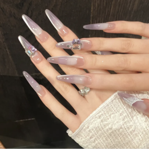 Eovda - Rhinestone Gradient Almond Press On Nail